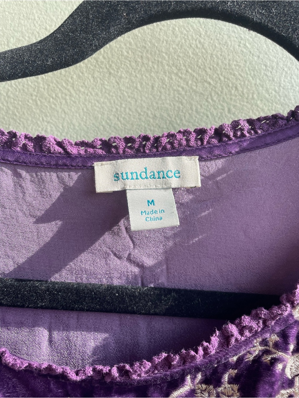 Sundance Purple Velvet Embroidered Alarie Women’s Top Boho Size Medium - Picture 12 of 16